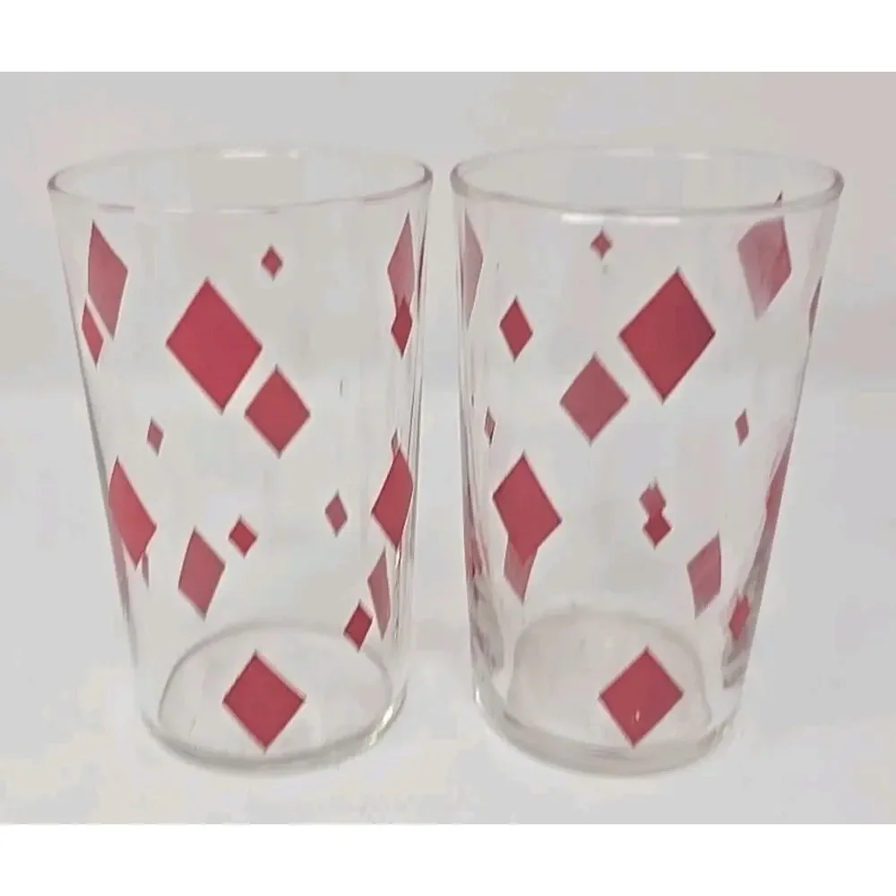 Vintage Juice Glasses‎ Lot of 8 Card Decanter with Glasses U186